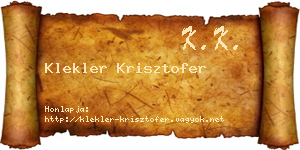 Klekler Krisztofer névjegykártya